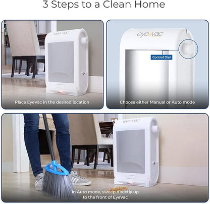 EyeVac Pro Touchless Vacuum Automatic Dustpan - Ultra Fast & Powerful - Great for Sweeping Salon Pet Hair Food Dirt Kitchen, Corded Canister Vacuum, Bagless, Automatic Sensors, 1400 Watt (White)