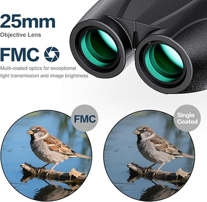 20x25 Compact Binoculars for Adults and Kids, High Power Adults Binoculars with Low Light Vision for Bird Watching, Outdoor Hunting, Travel, Concert