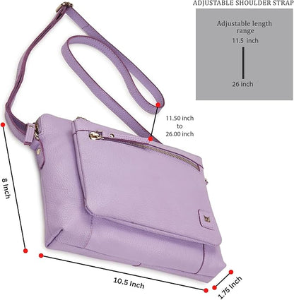 Wise Owl Accessories Small Soft Pebbled Real Leather Crossbody Handbags Purses Sling Crossover Shoulder Bag