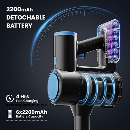 Cordless Vacuum Cleaner with 35kPa Suction Vacuum Cleaner, Lightweight Stick Vacuum Cordless for Pet Hair, Carpet, Hard Floors