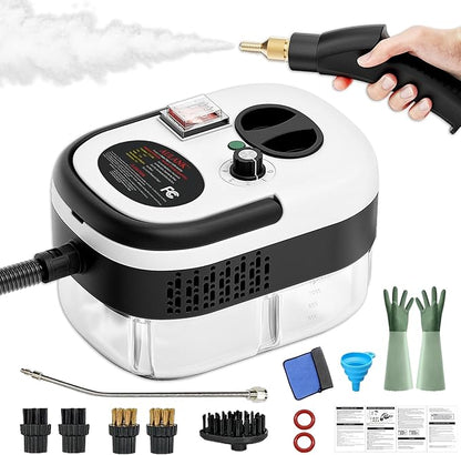 2500W Handheld Steam Cleaner,Portable Car Steamer For Auto Detailing,High-Temperature and Pressure Steam Cleaner For Home, Steam Cleaning Machine for Furniture,Kitchen,Grout,Floor,Tile (03-White)
