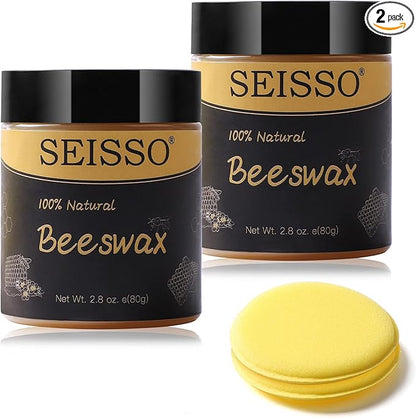 SEISSO Beeswax Furniture Polish, Natural Wood Seasoning Beeswax Furniture Cleaner for Wood Floors, Tables, Chairs and Cabinets