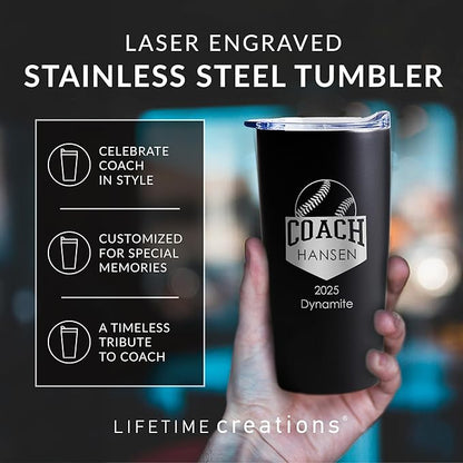 Lifetime Creations Custom Softball Coach Tumbler - Sotfball Coach Gifts for Men, Best Coach, Thank You Coaches, Softball Senior Night Gifts (White 20 Ounce Cup)
