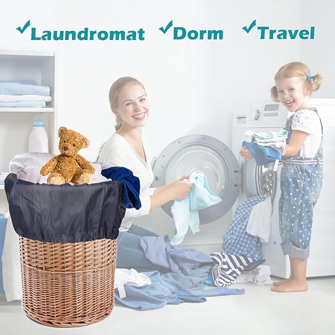 Heavy Duty Laundry Bag 2 Pack XL Nylon Laundry Bags with Straps, Washable Large Dirty Clothes Organizer with Drawstring Closure, Travel Washing Bag Fit a Laundry Hamper or Basket
