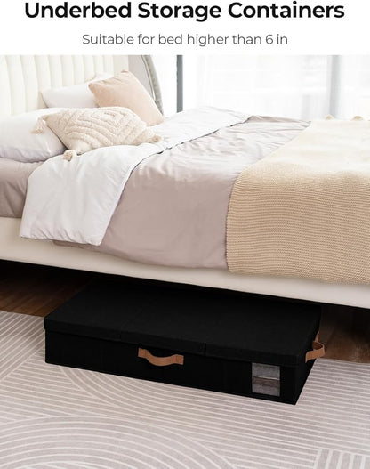 StorageWorks 2-Pack Large Under Bed Storage Bins with Lids, Underbed Storage Containers with Handles and Label Holder, Closet Organizer for Clothes, Blankets, Sweater