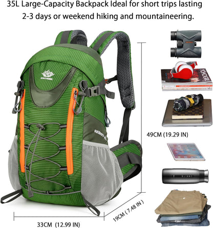 35L Hiking Backpack, Camping Backpack for Adventures, Green