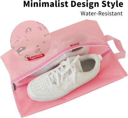 6pcs Portable Shoe Organizer, Travel Pouches with Zipper, Golf Shoe Bags, Clothes Bags, Soccer Cleats Bag Shoe Pouch for Gym, Waterproof, Odor-Resistant (Pink)