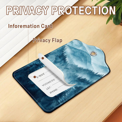 2 Pack Luggage Tag for Suitcase, Natural Scenery PU Cute Leather Luggage Tag Name ID Labels with Privacy Cover Suitcases Women Fun Laggage Tags