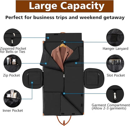 Garment Bag for Travel Convertible Carry On Garment Bag Large Travel Duffel Bags for Women 2 in 1 Hanging Suitcase Suit Travel Bags for Women & Men 3pcs Set