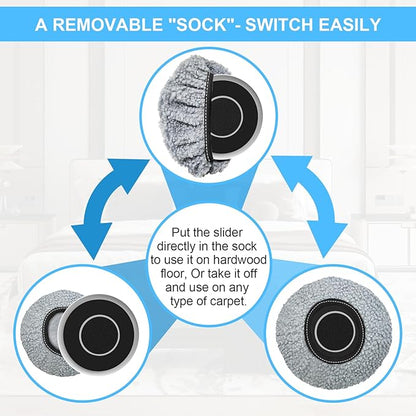 New Upgrade Furniture Movers Sliders, 4+4 Pack 4.3" Multi-Surface Furniture Sliders with Groove Design, Round 4PCS Moving Pads and 4 Hardwood Socks, Protect Floor and Easily Move Furniture