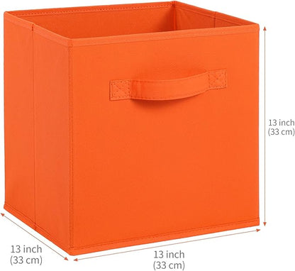 Stero 13x13x13 Inch Fabric Storage Bins 6 Pack Fun Colored Durable Storage Cubes with Handles Foldable Cube Baskets for Home, Kids Room, Closet and Toys Organization Orange-Multi Colors-2