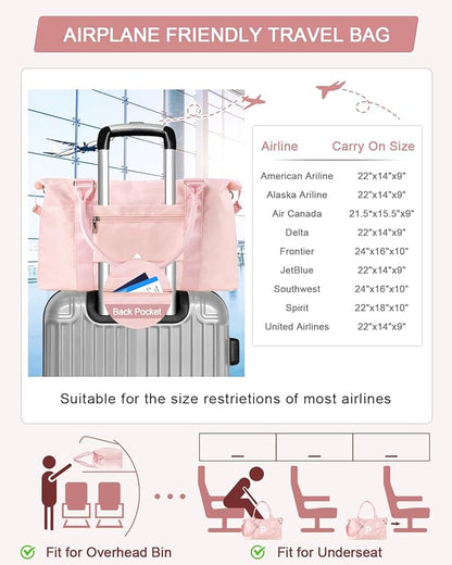 Initial Travel Duffel Bag Sports Gym Bag for Girls Teen Birthday Gifts,Pink Personalized Weekender Bag Carry On Tote Bags for Women Men,Waterproof Overnight Luggage Bag with Trolley Sleeve(Letter P)