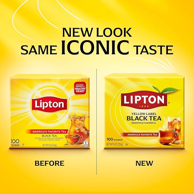 Lipton Black Tea Bags, Hot or Iced High Caffeine Tea, 240 Total Bags (20ct - Pack of 12)