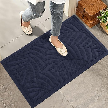 Front Door Mat, Absorbent Resist Dirt Welcome Door Mat Indoor Outdoor, Waterproof Doormat, Sturdy Non Slip Backing, Fade Resistant, Low Profile Entry Mat for Entryway, 36×24, Blue