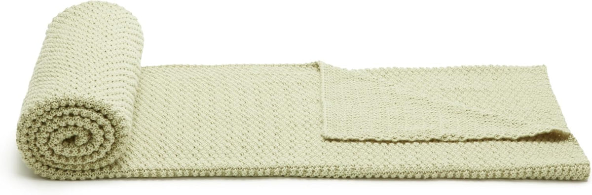 Amazon Basics Chunky Cable Knit Throw Blanket for Couch, Sofa, Bed, Lightweight Soft Cozy, Sage Green, 50"x 60"