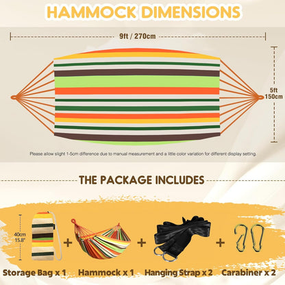 ANYOO Cotton Hammock Portable Camping Hammocks for Hanging Sturdy Garden Comfortable Fabric Hammock with Tree Straps Up to 660lbs with Travel Bag for Camping Outdoor/Indoor Patio Backyard