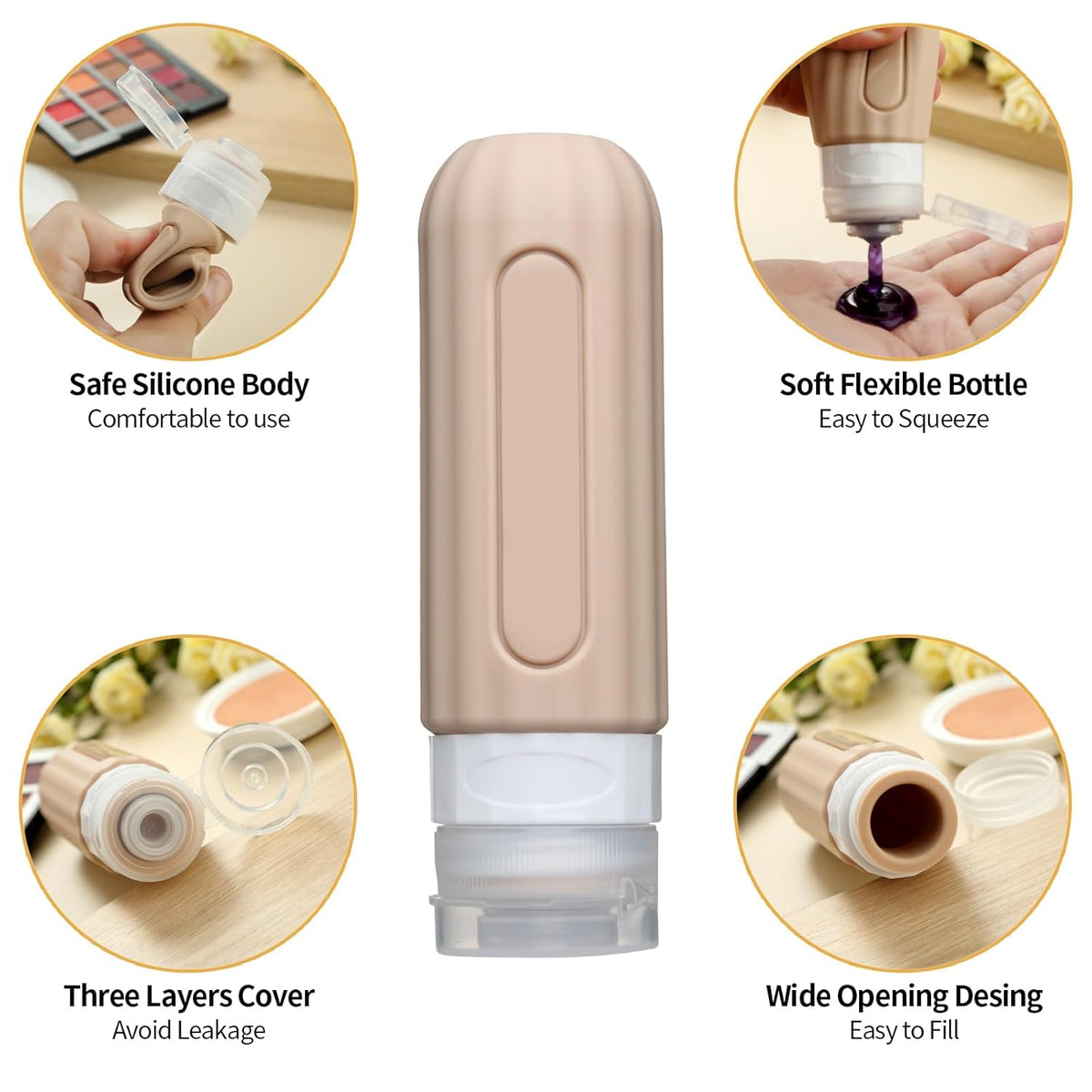 16 Pack Travel Bottles Set for Toiletries, Leakproof Travel Containers for Toiletries TSA Approved Silicone Travel Accessories Squeezable Refillable 3oz for Shampoo Conditioner Lotion