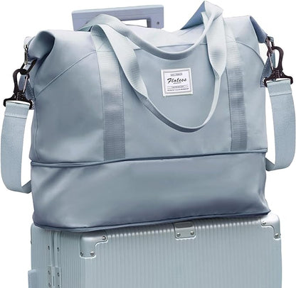 Travel Duffel Bag, Sports Tote Gym Bag, Shoulder Weekender Overnight Bag for Women