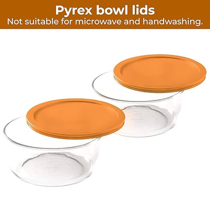 Lids for Pyrex and Anchor Round Glass Containers (4-Cups, Orange-4PK)