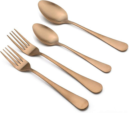 20-Piece Stainless Steel Flatware Set, Matte Finish Rose Gold, Service for 4