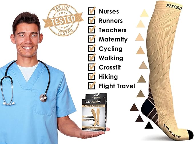 Physix Gear Compression Socks 20-30 mmHg - Men & Women - Running, Nurses, Shin Splints, Flight, Travel