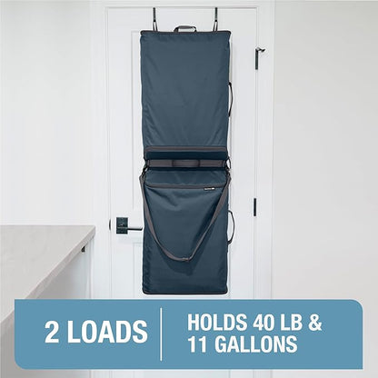 CleverMade Convertible Laundry Hamper Bag - Ocean Dark Charcoal holds 43L / 40 lbs 2 Compartments - Storage with Handles for Home Organization