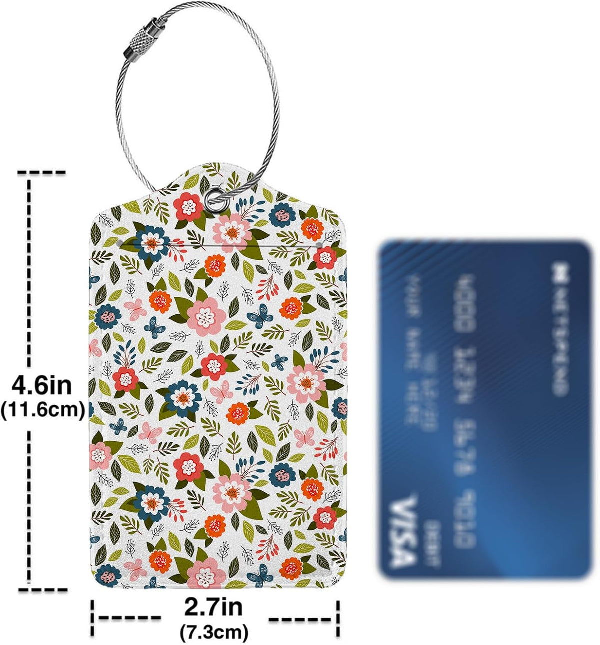 Blooming Flower Luggage Tags for Suitcases,2 Pack Luggage Tag, Leather Stainless Steel Loop Label Tag for Women Girl Travel Bag Suitcase