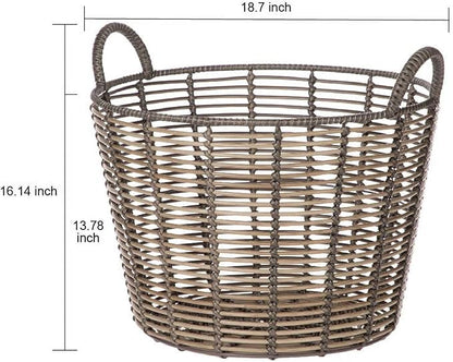 76QT rattan woven basket, withhandle, extra-large storagebasket, suitable for all areas ofthe home