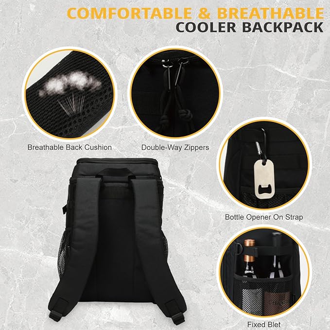 Tactical Backpack Cooler, 25L Cooler Backpack Insulated Leak-Proof, Heavy Duty Large Lunch Backpack, Waterproof Ice Chest Backpack for Men Women Adults Work Daytrip Camping Beach Hiking Accessories