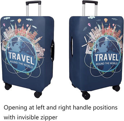 WUJIAONIAO Travel Luggage Cover Baggage Suitcase Cover Protector Skins 18-32 Inch (A9 TRAVEL, M (for 22-24 inch luggage))