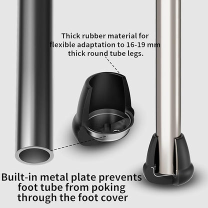 0.75 Inch Heavy Duty Rubber Chair Leg Caps - 8 PCS Non-Slip Furniture Floor Protectors with Metal Inserts for Wood, Tile, Carpet - Fits Chairs,Stools,Bar Stools