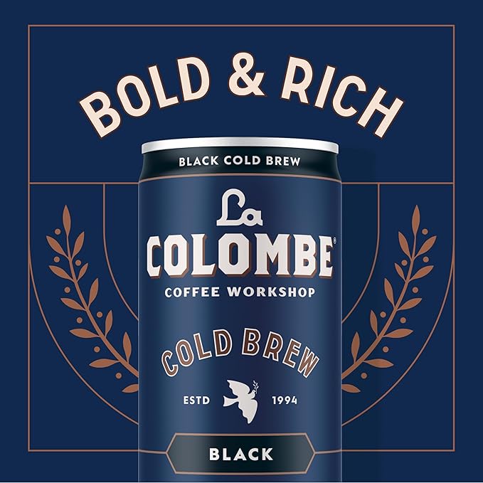 La Colombe Coffee, Cold Brew Black, Unsweetened, 11 fl oz Cans (Pack of 12), Coffeehouse Quality, Natural Sweetness, Specialty Grade Coffee Beans, Ready-to-Drink On-the-Go