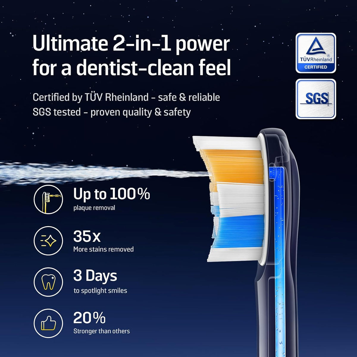 Soocas NEOS II - Electric Toothbrush with Water Flosser, Sonic Electric Toothbrush for Adults, Cordless Water Flosser for Travel, Portable Oral Irrigator, Up to 100% Plaque Removal, Pearl White