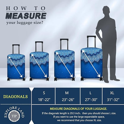 Explore Land Travel Luggage Cover Suitcase Protector Fits 18-22 Inch Case (Blue Violets, S)