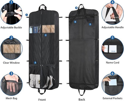 Zilink Luxury Storage 60" Garment Bag for Long Dress, Coat, Fur, Mink and Choir Robe 3.9" Gusset Cover Heavy Duty, Breathable, Hanging, Foldable Travel and Wardrobe Clothes Protector