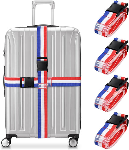 Travel Inspira Luggage Straps for Suitcases, Adjustable Suitcase Strap, TSA Approved Luggage Straps - Secure Your Luggage Safely During Travel (4 Pack)