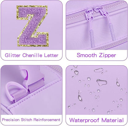 Initial Insulated Lunch Bag for Girls Kids, Back to School Gift, Reusable Leak-proof Lunch Box with Adjustable Strap for School Daycare Travel Picnic (Purple,Z)