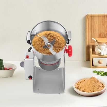1000g Electric Grain Mill Grinder with High-pressure Cover, High Speed 3600W Commercial Grinders, Stainless Steel Machine for Dry Grains, Coffee, Corn(1000g/2.2lbs -B)