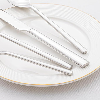 KINGSTONE 65-Piece Silverware Set with Serving Utensils, Forged Flatware Set Cutlery Set Premium Stainless Steel, Service for 12, for Home, Wedding, Party, Mirror Polished and Dishwasher Safe