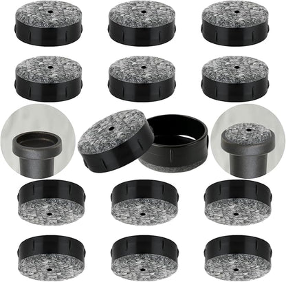 Wrought Iron Patio Furniture Feet Caps - Furnigear 1-1/2" Round Plastic Outdoor Chair Leg Caps, Floor Protectors Patio Furniture Replacement Rubber Feet with Heavy Duty Looped Felt (16 Pack, Black)