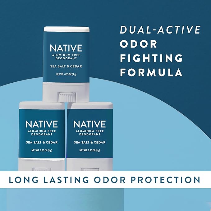 Native Deodorant | Natural Deodorant for Men, Aluminum Free with Baking Soda, Probiotics, Coconut Oil and Shea Butter | Sea Salt & Cedar
