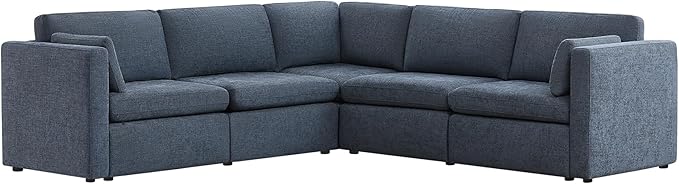 CHITA Oversized Modular Sectional Fabric Sofa Set, FSC Certified Extra Large 5 Seat V Shaped Cloud Couch for Living Room, 106 inch Width, 4 Seater and 1 Middle Corner, Blue