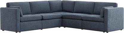 CHITA Oversized Modular Sectional Fabric Sofa Set, FSC Certified Extra Large 5 Seat V Shaped Cloud Couch for Living Room, 106 inch Width, 4 Seater and 1 Middle Corner, Blue