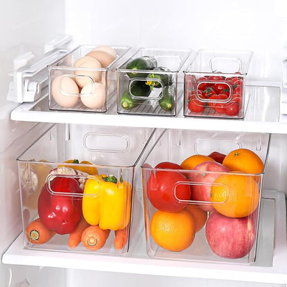 Clear Plastic Storage Bins 8 Pack - Pantry Organizers and Storage, Fridge Organizer Containers for Kitchen, Cabinet, Freezer, Bathroom, Clost, Home Organization