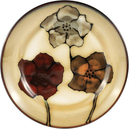 Pfaltzgraff Painted Poppies 16-Piece Dinnerware Set, Service for 4, Colorful Floral Stoneware Plates, Bowls, and Mugs, Microwave and Dishwasher Safe