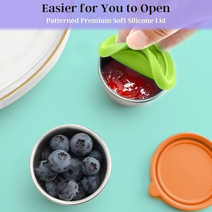 6x1.6 Oz Salad Dressing Containers With Lids, Small Leakproof Reusable Stainless Steel Salad Dressing Container To Go For Lunch Boxes,Sauce containers, Picnics,Travel Meal Prep And Kitchen Storage.