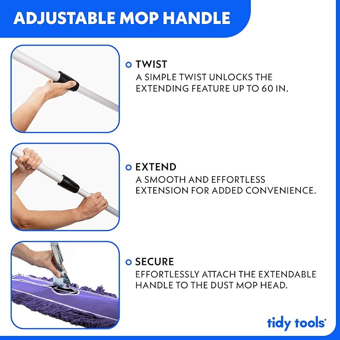36 Inch Purple Commercial Dust Mop & Floor Sweeper with Extendable Handle – Mop for Hardwood, Tile, and Concrete Floor Cleaning