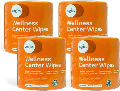 Zogics Wellness Center Cleaning Wipes – Gym Equipment Wipes for Cleaning Surfaces and Equipment, Durable and Safe Pre-Saturated (4,600 Count, 4 Rolls of 1150)