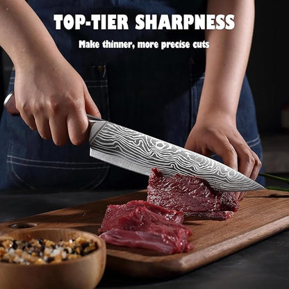 YOTSUBA Kitchen Knife Set, 7PCS Kitchen Knives Set High Carbon Stainless Steel Sharp Knife, Knives Set for Kitchen with Ergonomic Handle