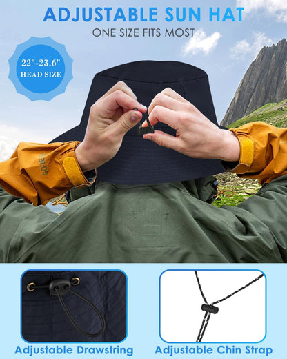BROTOU Foldable Bucket Hats for Women/Men, UPF 50+ Wide Brim Sun Hat, Waterproof Fishing Cap with UV Protection